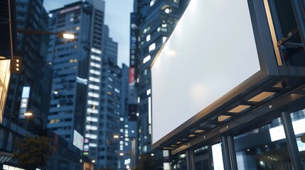 Outdoor billboard advertisement mockup background of buildings in big cities : Generative AI
