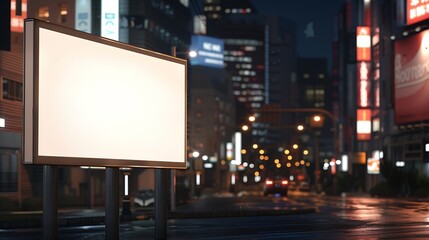 Billboard advertising mockup street and night background : Generative AI