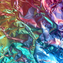 Obraz na płótnie Canvas Holographic rainbow liquid metallic color texture, iridescent vibrant colors, intricate details, highly detailed, digital art