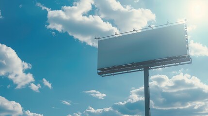 empty advertising billboard on the highway with blue sky  advertising concept  copy space  mockup : Generative AI