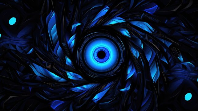 Abstract Blue Feather Whirlpool Wallpaper Design