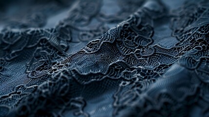 Macro view of texture of a dark lace cloth - obrazy, fototapety, plakaty