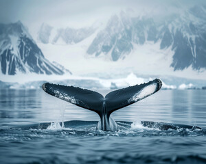 ai generated whale in the arctic waters