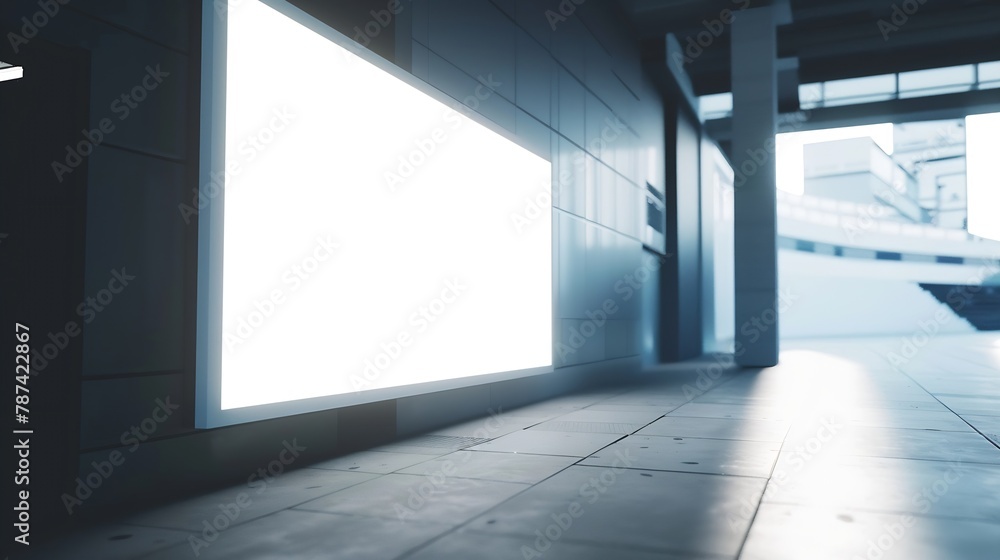 Poster digital media blank white screen modern panel signboard for advertisement design in airpost gallery 