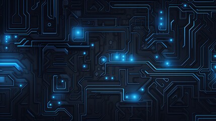 Futuristic Blue Circuit Board Background with Glowing Connections