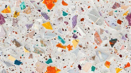 seamless texture of terrazzo concrete with a smooth surface speckled with colorful marble or glass chips - 787423476