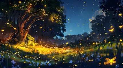 Fireflies Magical Symphony A Breathtaking Nocturnal Light Show in the Enchanted Forest