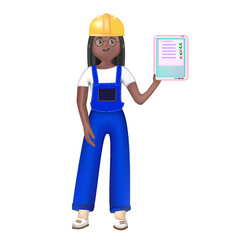A female engineer holds a clipboard . The concept of a contract for service, connection or hiring a specialist. 