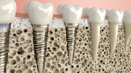 Computer model of a dental implant in the jaw bone. Precision and technology come together in this computer-generated image, depicting a dental implant securely anchored in the jaw bone.