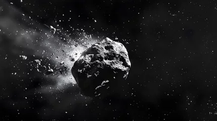 Fotobehang Lone Asteroid Adrift in the Vast Expanse of Interstellar Space Revealing Hints of Potential for Extraterrestrial Life © Wuttichai