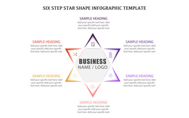 Flat business presentation vector slide template with star diagram
