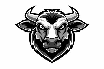 the cow mascot logo vector with solid black and white