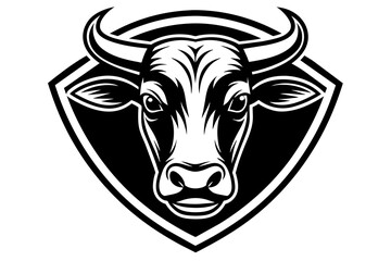 the cow mascot logo vector with solid black and white