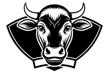 the cow mascot logo vector with solid black and white