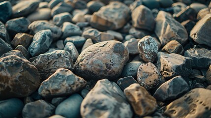 The texture of a surface covered with dark stones