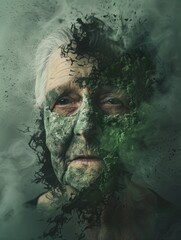 scary mask on a woman's face.