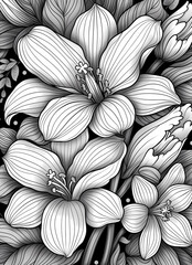 black and white flowers background