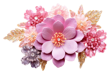 PNG Various flower brooch jewelry pattern.
