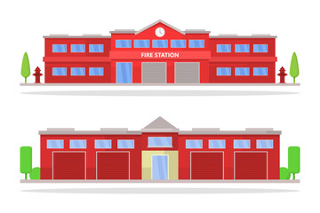Obraz premium Illustrated fire station buildings