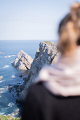 Sunny day, Cantabrian coast, rugged cliffs, tourism, wilderness, discovery, landscapes, horizon.