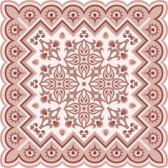 Vector abstract decorative ethnic ornamental illustration. Monochrome square carpet