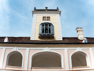 Heiligenkreuz, Austria - April 14, 2024: overall view on the details of exterior and interior of the Stift Heiligenkreuz