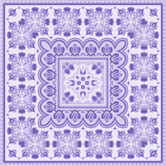 Vector abstract decorative ethnic ornamental illustration. Monochrome square carpet