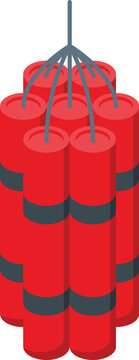 Red dynamite icon isometric vector. Explosive element. Small petard