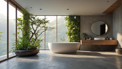 Fototapeta premium Beautiful Japanese style bathroom interior