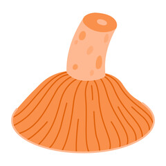 Saffron milk cap. Edible forest mushroom flat icon. Hand Drawn delicious milk cap. Fungus Group Engraved. Red pine mushroom Isolated on white background. Vector illustration