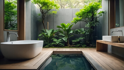 Beautiful Japanese style bathroom interior