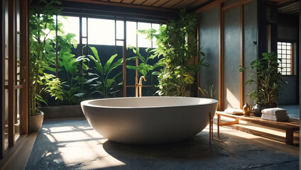 Beautiful Japanese style bathroom interior