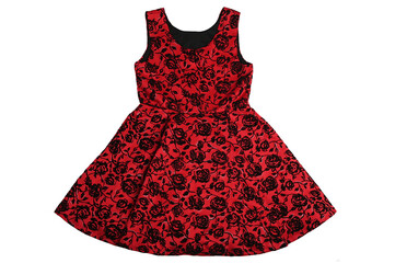 Red dress with roses - 787433204