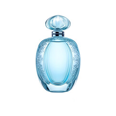 Icy blue oval perfume bottle with frost effect, Transparent Background, PNG Format