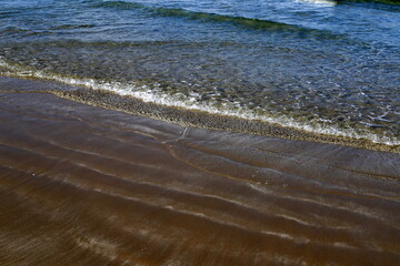 Sandy beach on the shores of the Mediterranean Sea in northern Israel.