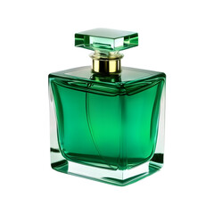 Emerald green square perfume bottle, Transparent Background, PNG Format
