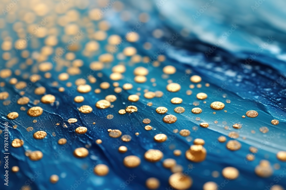 Aufkleber rain water background texture abstract liquid dew macro wet surface drop closeup blue pattern