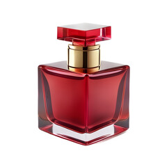 Crimson red cube perfume bottle, Transparent Background, PNG Format