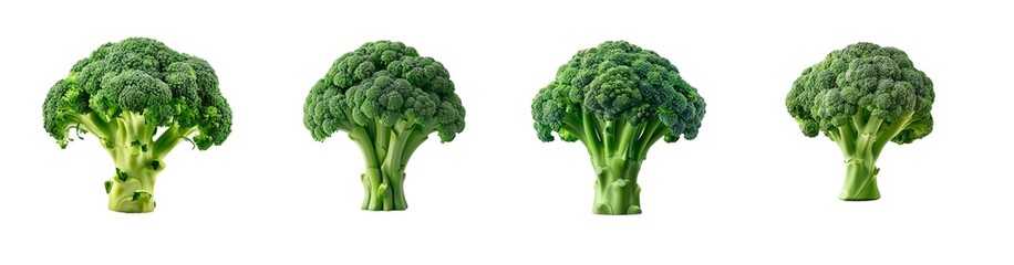 Collection of broccoli isolated on transparent background.  Generated AI. - obrazy, fototapety, plakaty