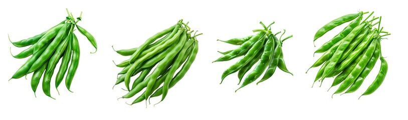 Collection of green bean isolated on transparent background.  Generated AI.