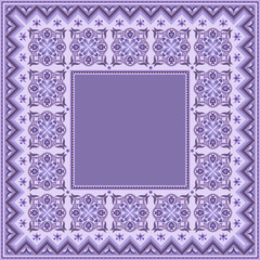 Vector abstract decorative ethnic ornamental border illustration. Monochrome carpet frame