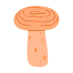 Saffron milk cap. Edible forest mushroom flat icon. Hand Drawn delicious milk cap. Fungus Group Engraved. Red pine mushroom Isolated on white background. Vector illustration