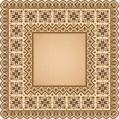 Vector abstract decorative ethnic ornamental border illustration. Monochrome carpet frame