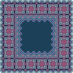 Obraz premium Vector abstract decorative ethnic ornamental border illustration. Colorful carpet frame