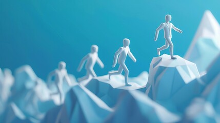 teamwork concept leader guiding team to success and achieving goals 3d illustration - obrazy, fototapety, plakaty