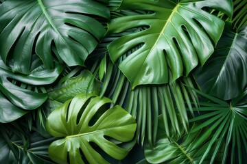 Green leaves with a variety of shapes and sizes