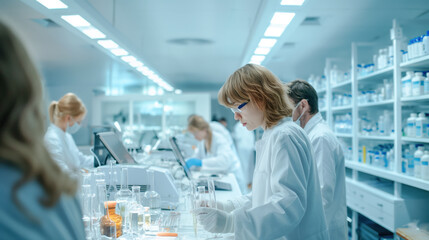 Dedicated Scientists Working in a Modern Laboratory Environment