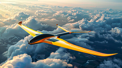 Innovative solar drone flying clear sky vibrant