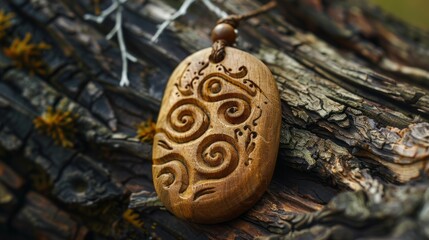 Fototapeta na wymiar magical wooden amulet.