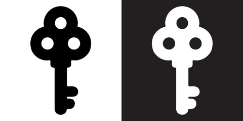 Key icon vector. Key sign symbol in trendy flat style. Key vector icon illustration isolated on white and black background